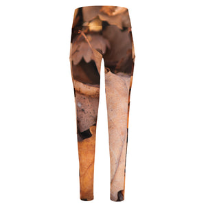 Autumn Oak leaf Print High-Waisted Pocket Leggings