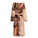 Autumn Oak leaf Print Hooded Bathrobe