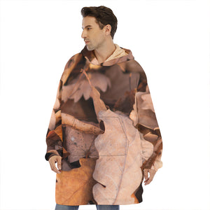 Autumn Oak leaf Print Hoodie Blanket