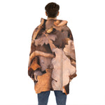 Autumn Oak leaf Print Hoodie Blanket