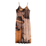 Autumn Oak leaf Print Jersey Midi Cami Dress