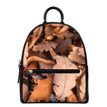 Autumn Oak leaf Print Leather Backpack