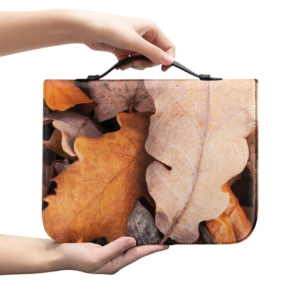 Autumn Oak leaf Print Leather Bible Cover