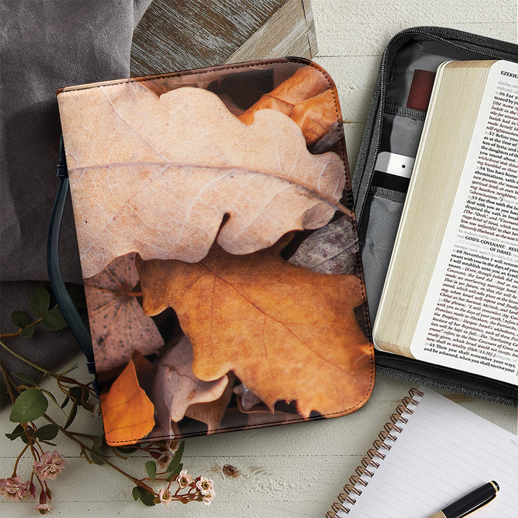 Autumn Oak leaf Print Leather Bible Cover
