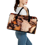 Autumn Oak leaf Print Leather Duffle Bag