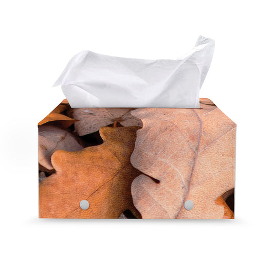 Autumn Oak leaf Print Leather Tissue Box Cover