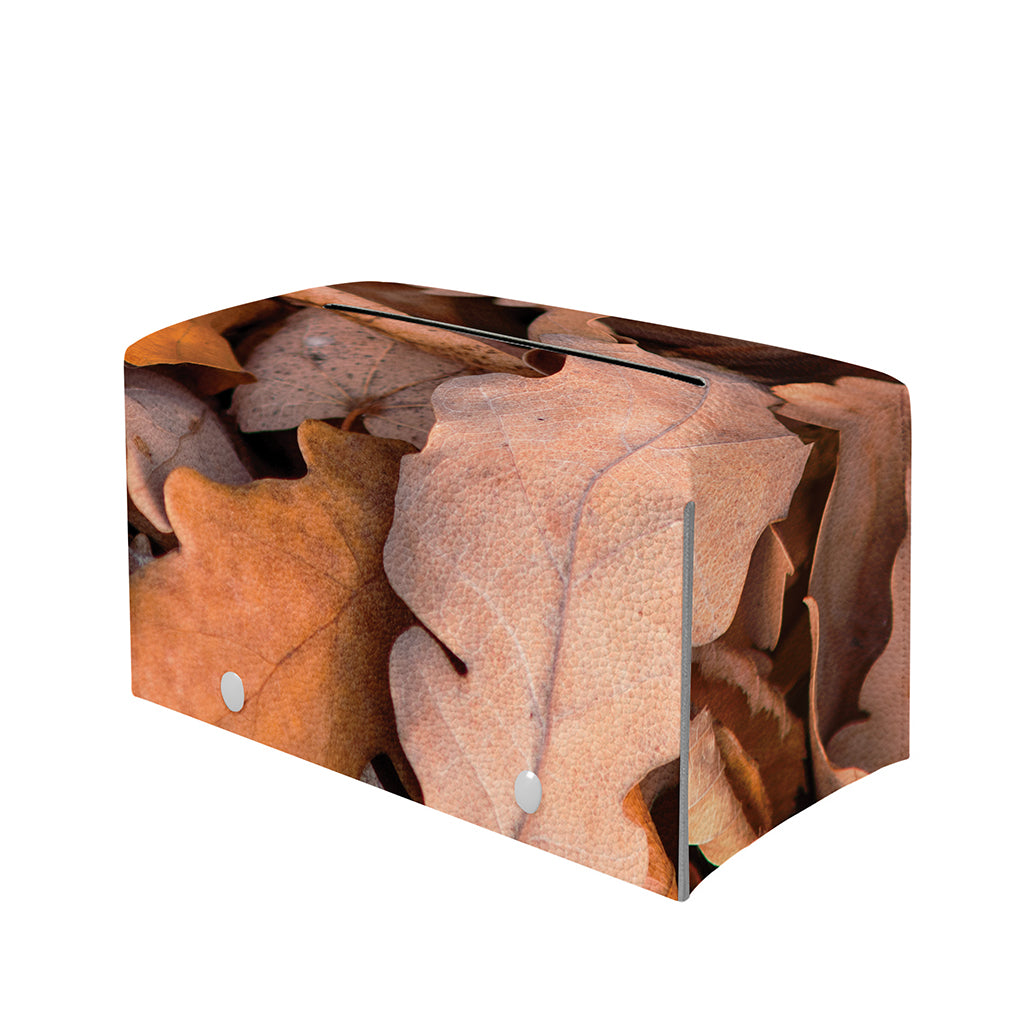 Autumn Oak leaf Print Leather Tissue Box Cover