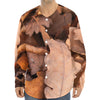 Autumn Oak leaf Print Long Sleeve Baseball Jersey