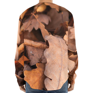 Autumn Oak leaf Print Long Sleeve Baseball Jersey