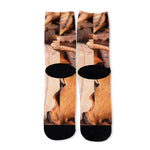 Autumn Oak leaf Print Long Socks