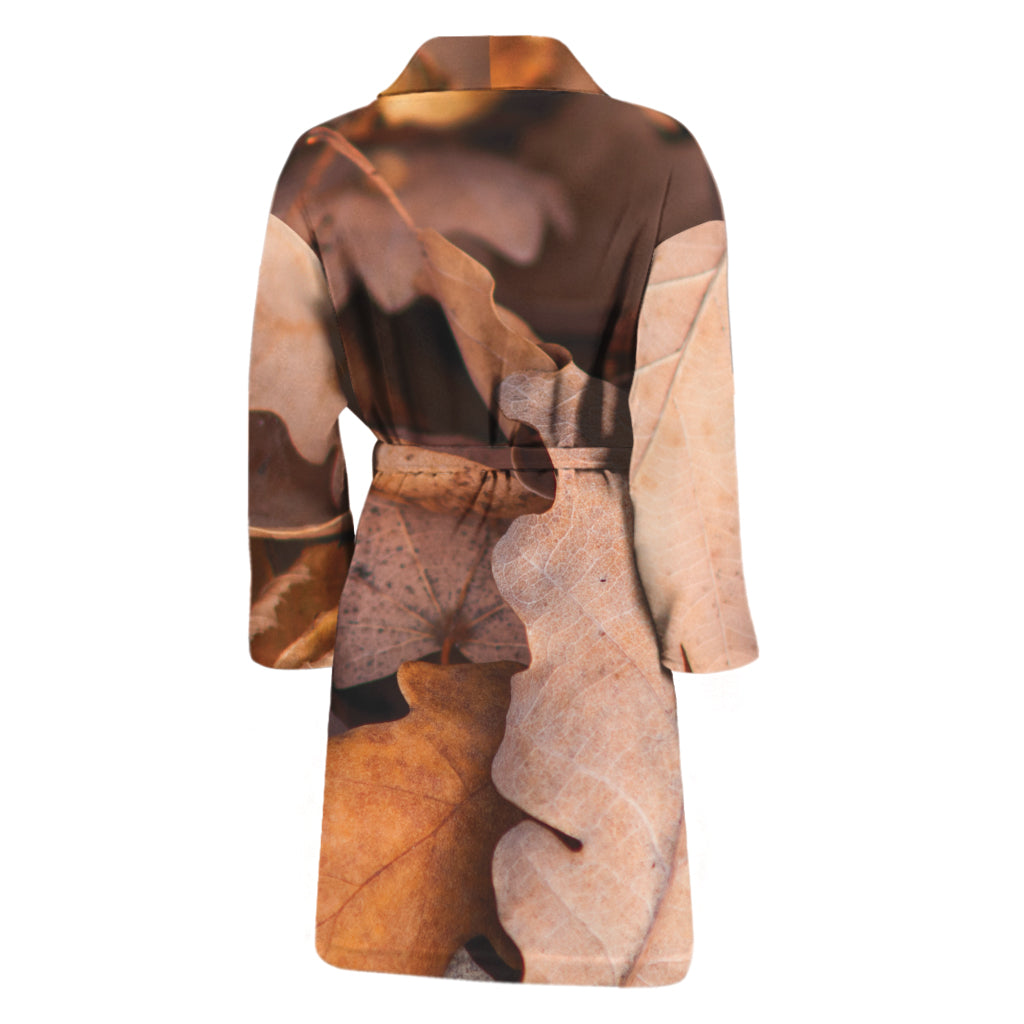 Autumn Oak leaf Print Men's Bathrobe