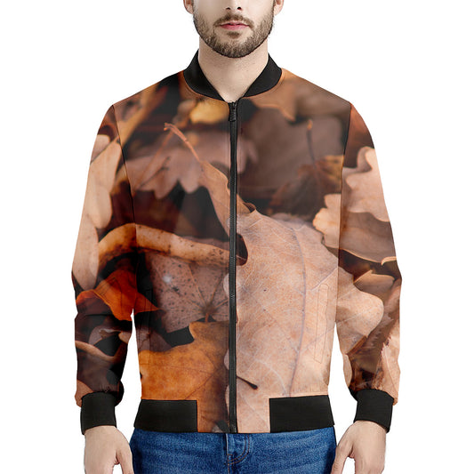 Autumn Oak leaf Print Men's Bomber Jacket