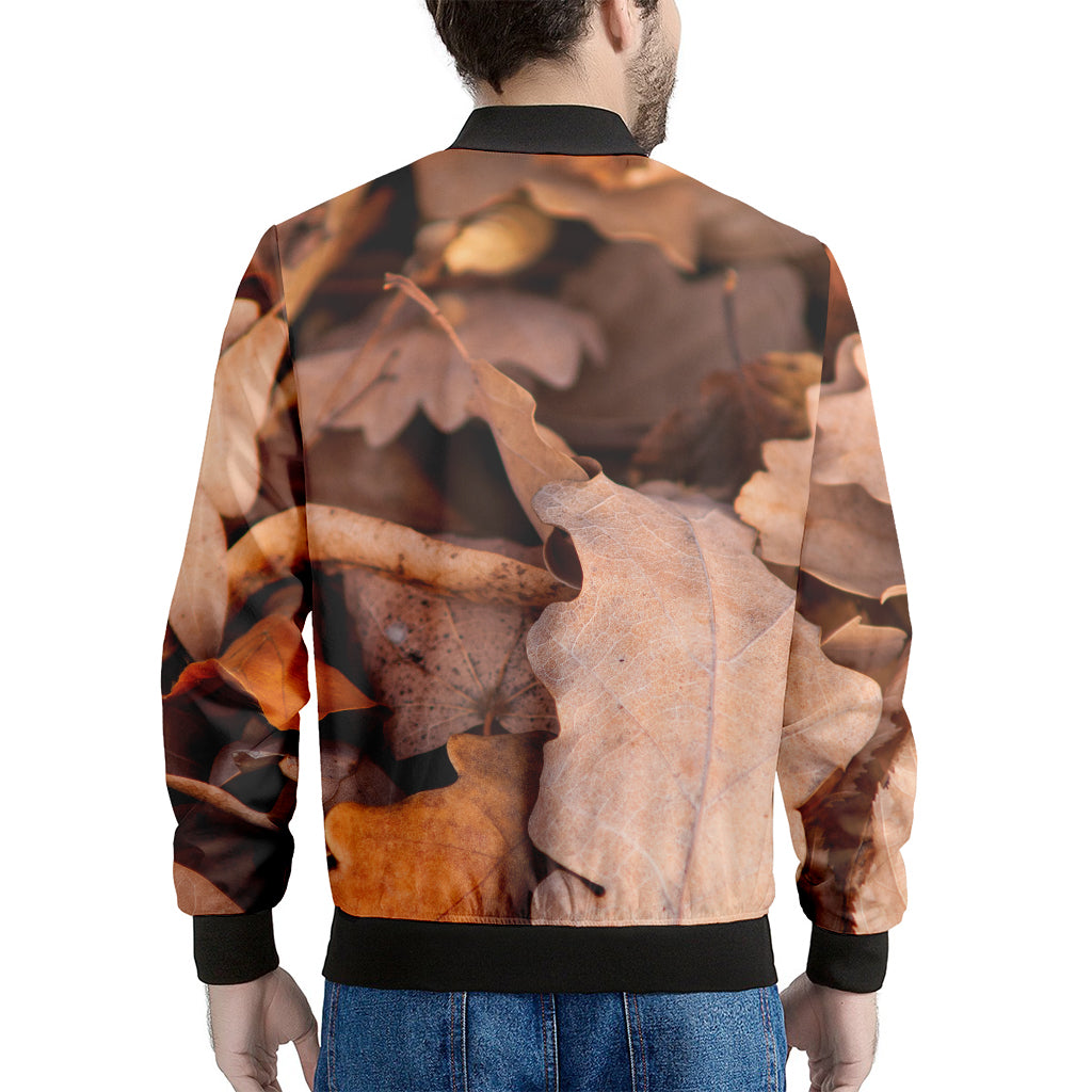 Autumn Oak leaf Print Men's Bomber Jacket