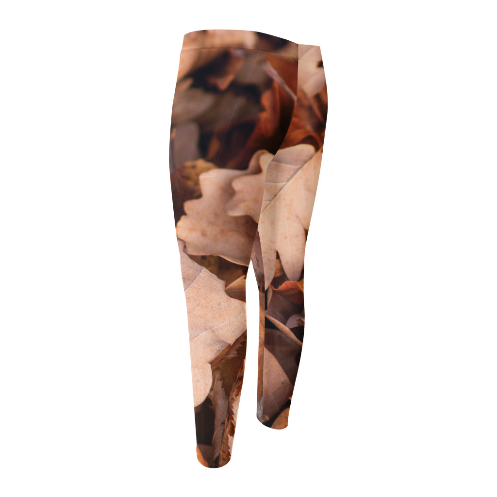 Autumn Oak leaf Print Men's Compression Pants