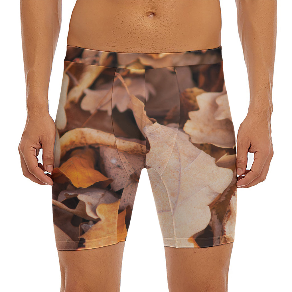 Autumn Oak leaf Print Men's Long Boxer Briefs