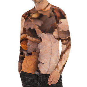 Autumn Oak leaf Print Men's Long Sleeve Rash Guard