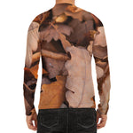 Autumn Oak leaf Print Men's Long Sleeve Rash Guard