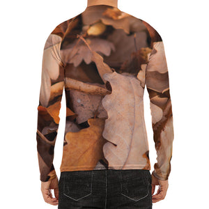 Autumn Oak leaf Print Men's Long Sleeve Rash Guard