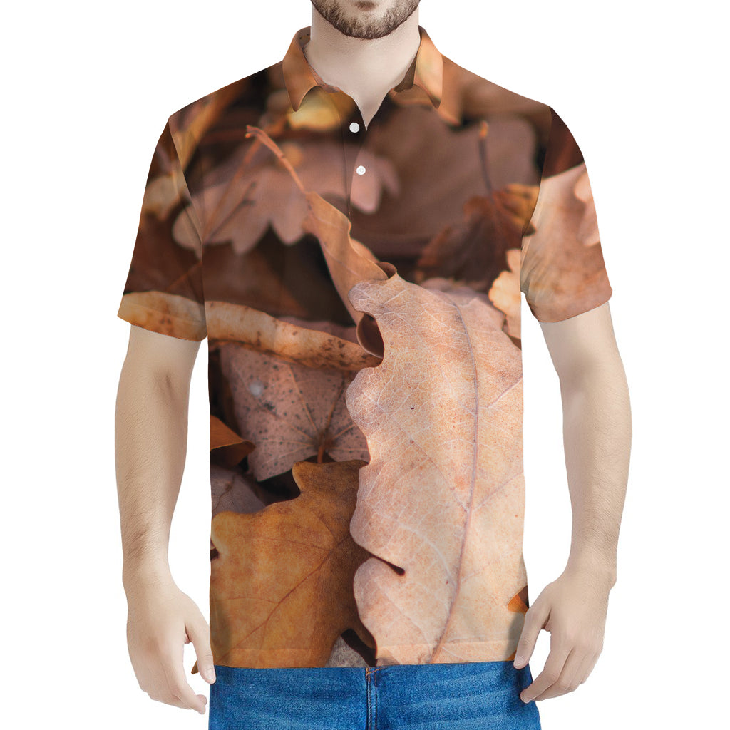 Autumn Oak leaf Print Men's Polo Shirt