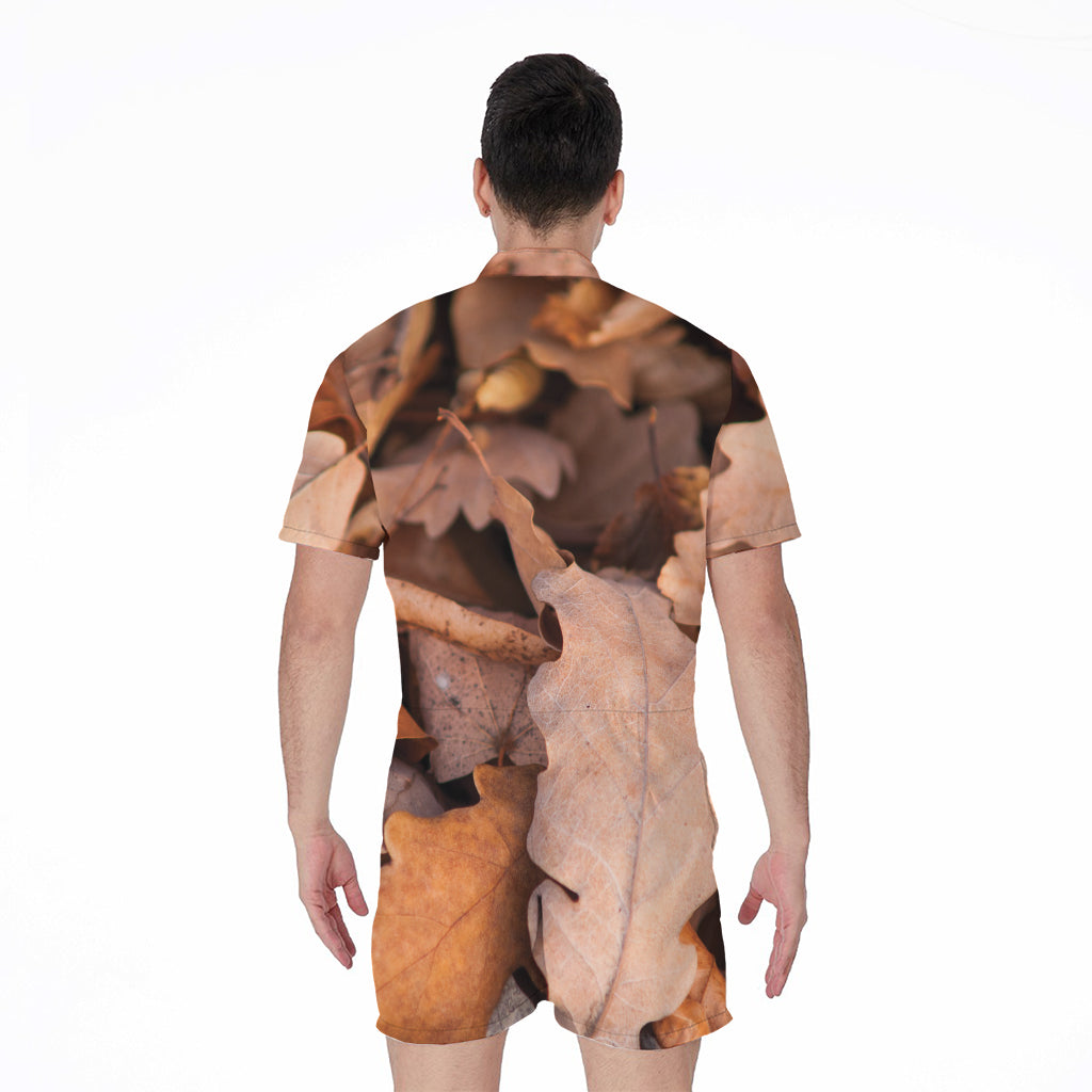 Autumn Oak leaf Print Men's Rompers