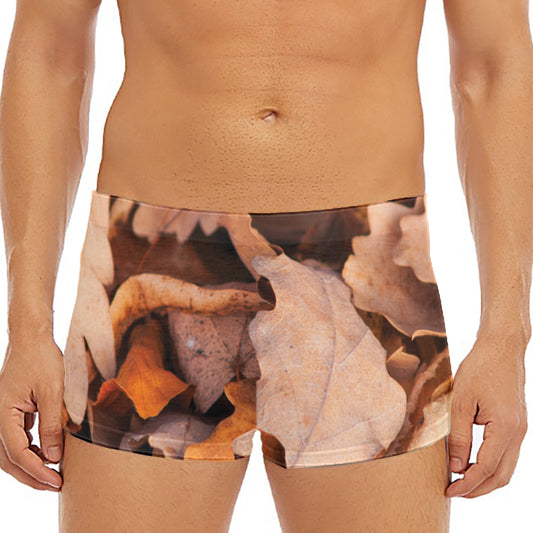 Autumn Oak leaf Print Men's Short Boxer Briefs