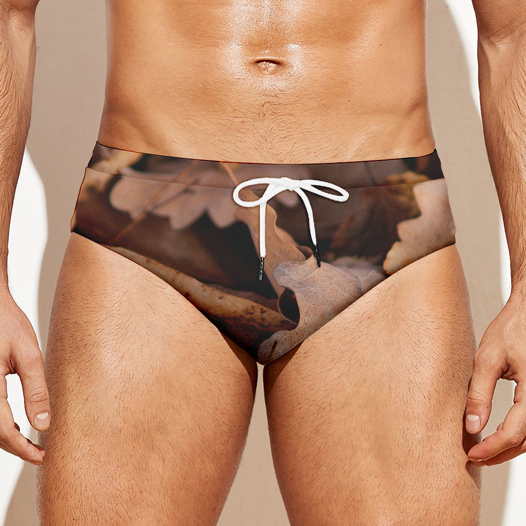 Autumn Oak leaf Print Men's Swim Briefs