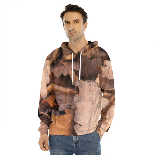 Autumn Oak leaf Print Men's Velvet Pullover Hoodie