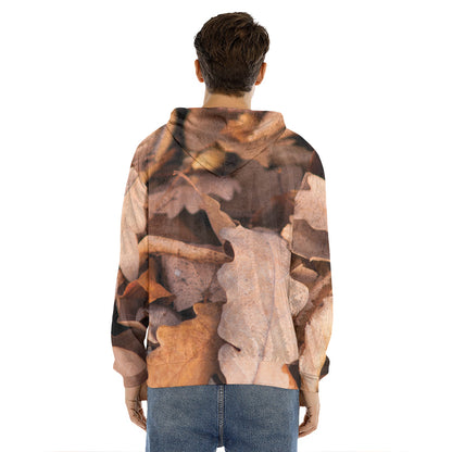 Autumn Oak leaf Print Men's Velvet Pullover Hoodie