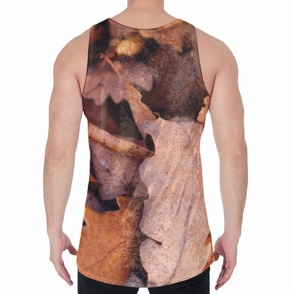 Autumn Oak leaf Print Men's Velvet Tank Top