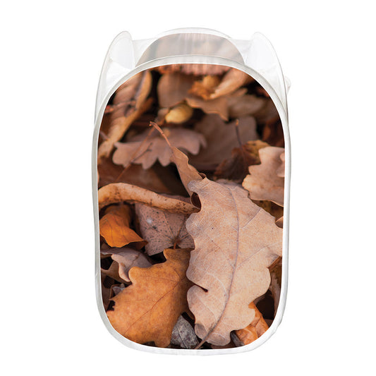Autumn Oak leaf Print Mesh Laundry Hamper
