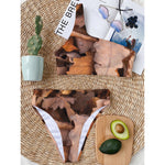 Autumn Oak leaf Print One Shoulder Bikini Top