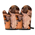 Autumn Oak leaf Print Oven Mitts