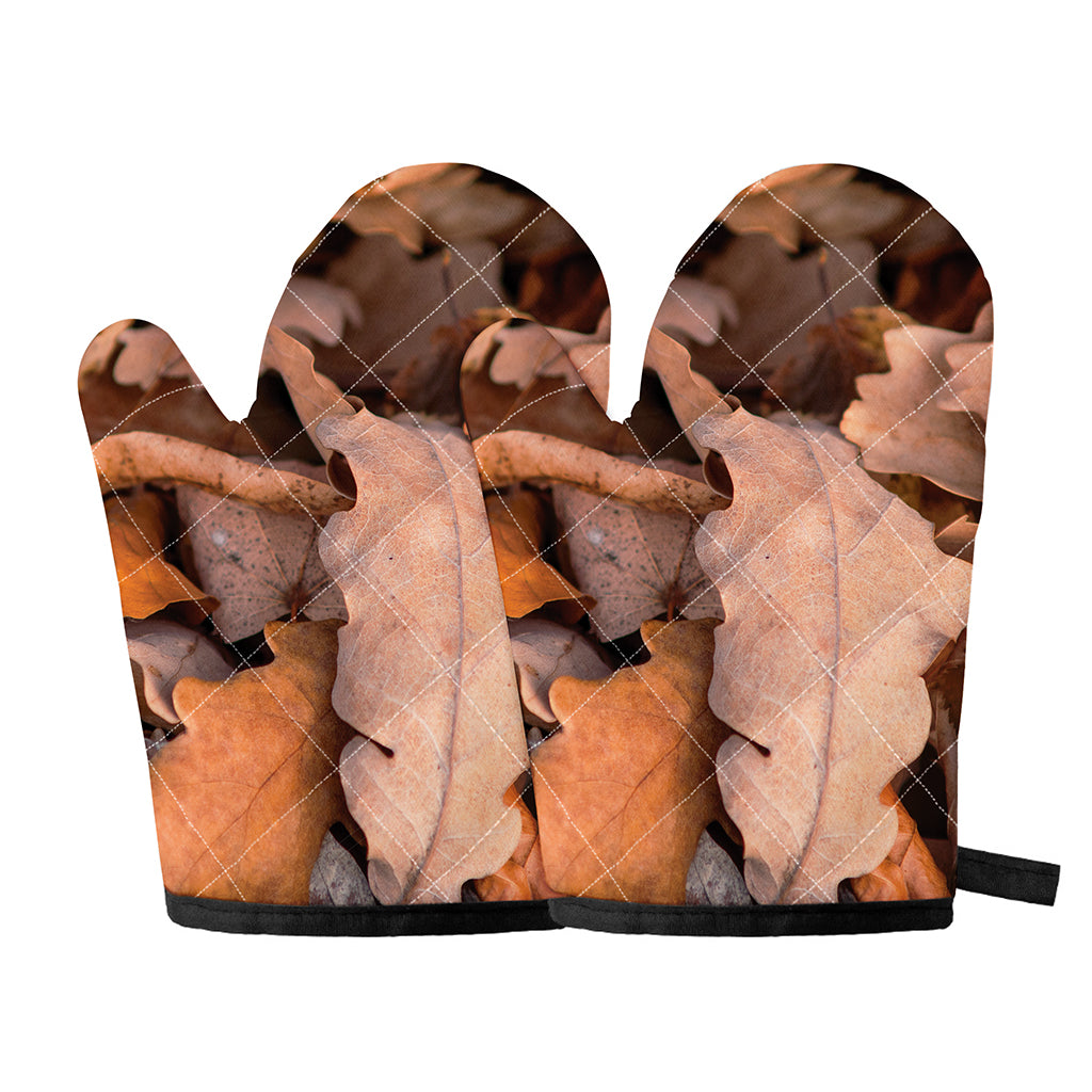 Autumn Oak leaf Print Oven Mitts