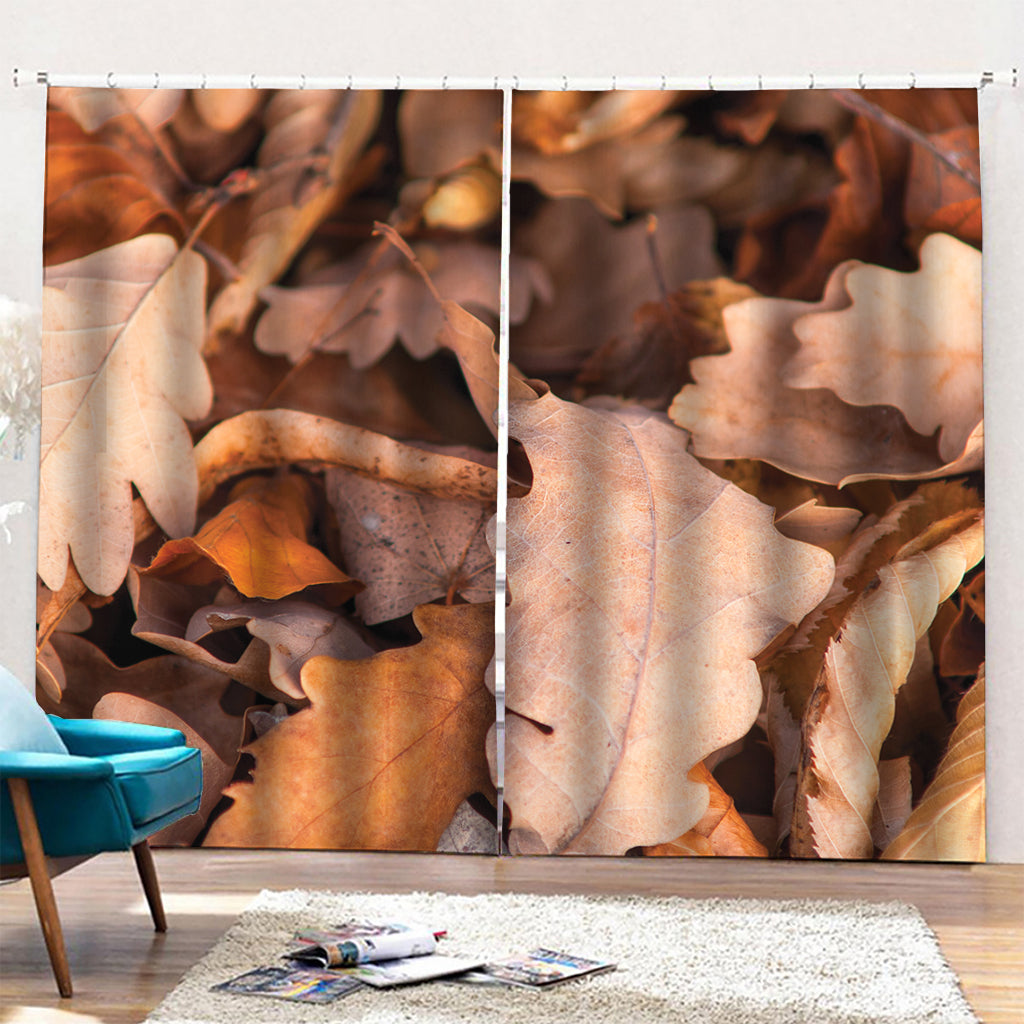 Autumn Oak leaf Print Pencil Pleat Curtains