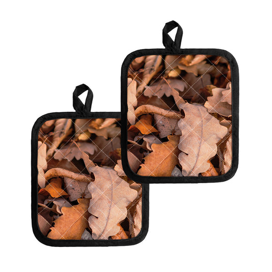 Autumn Oak leaf Print Pot Holders