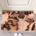 Autumn Oak leaf Print Rubber Doormat