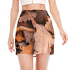 Autumn Oak leaf Print Side Slit Mini Skirt