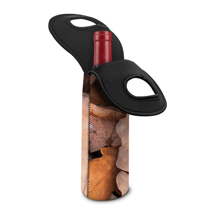 Autumn Oak leaf Print Single Neoprene Wine Tote