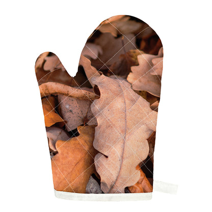Autumn Oak leaf Print Single Oven Mitt