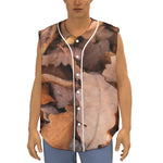 Autumn Oak leaf Print Sleeveless Baseball Jersey