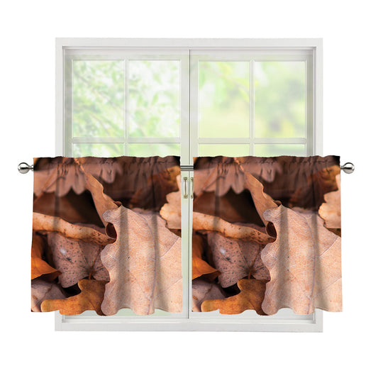 Autumn Oak leaf Print Tier Curtains