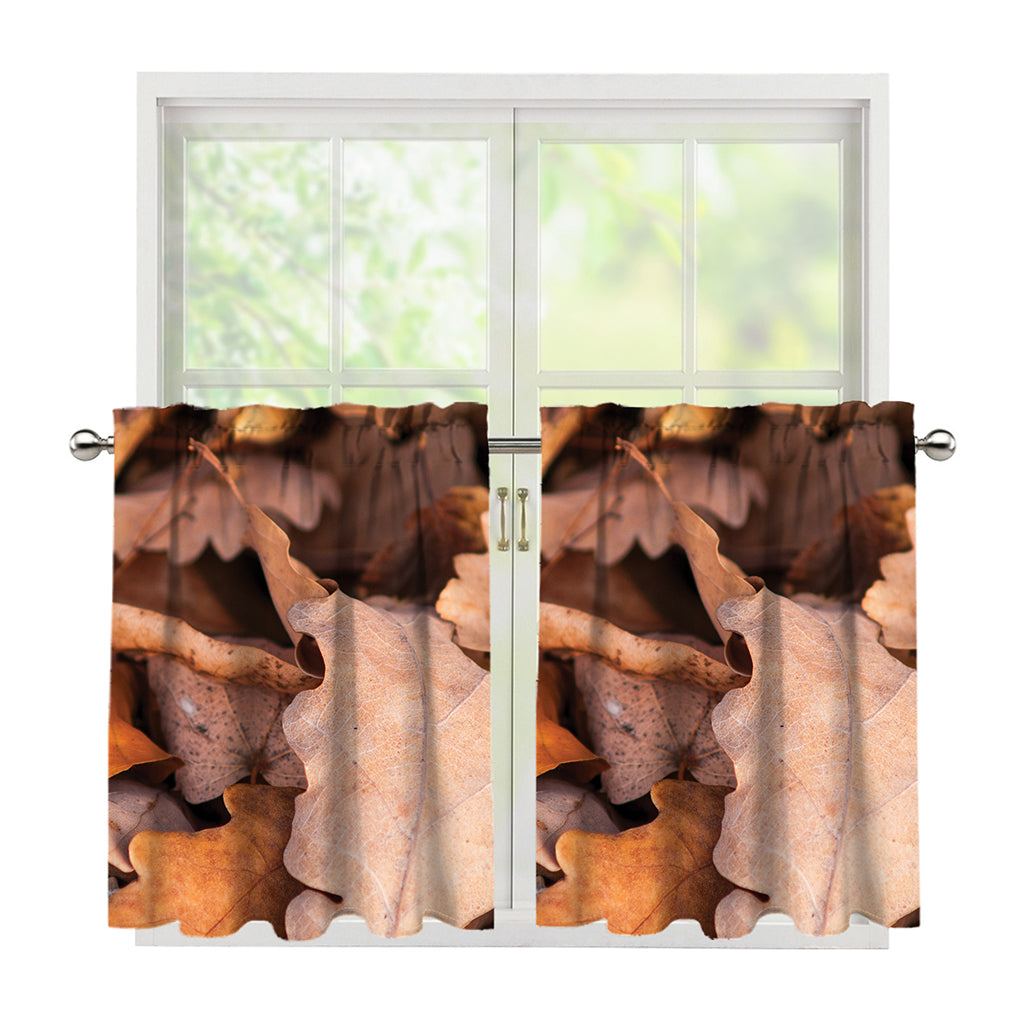 Autumn Oak leaf Print Tier Curtains