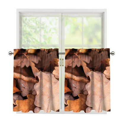 Autumn Oak leaf Print Tier Curtains