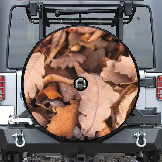 Autumn Oak leaf Print Tire Cover With Camera Hole
