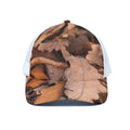 Autumn Oak leaf Print White Mesh Trucker Hat
