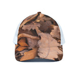 Autumn Oak leaf Print White Mesh Trucker Cap
