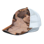 Autumn Oak leaf Print White Mesh Trucker Cap