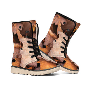 Autumn Oak leaf Print Winter Boots