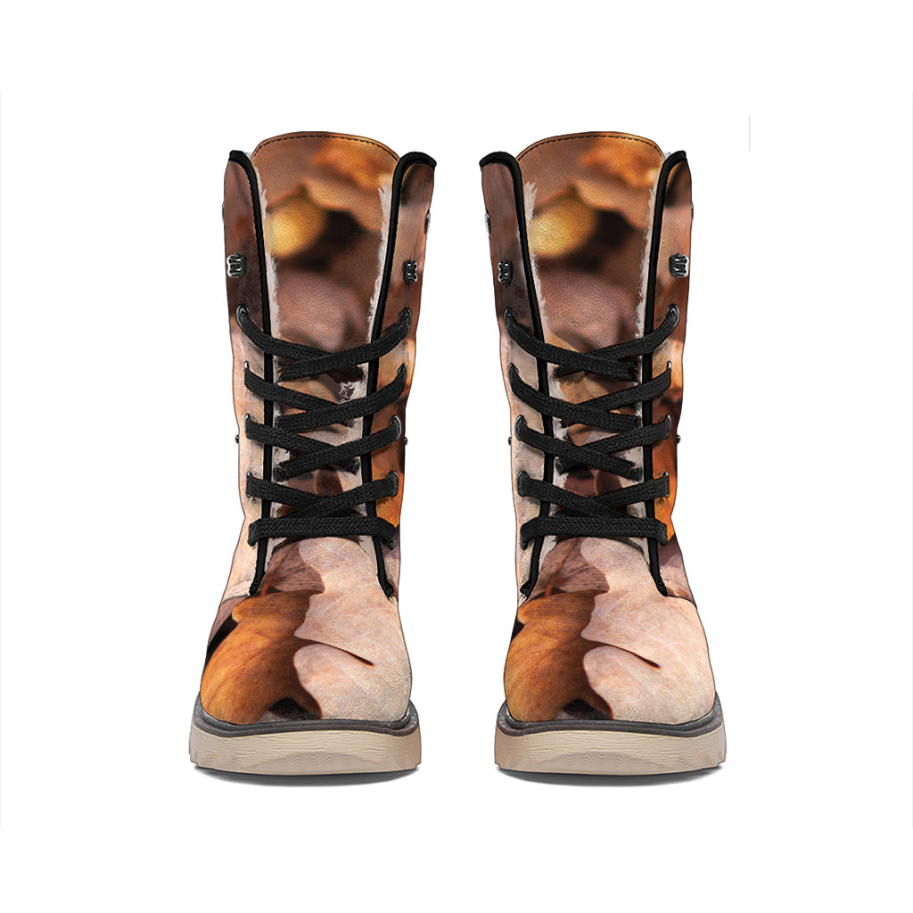 Autumn Oak leaf Print Winter Boots