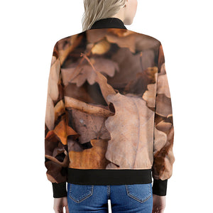 Autumn Oak leaf Print Women's Bomber Jacket